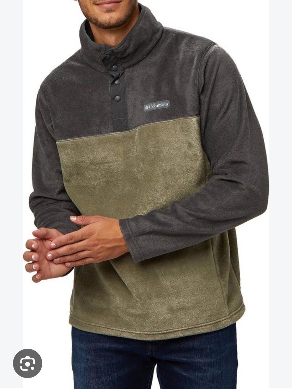 Columbia Men's Two-Tone Olive Green Fleece Pullover